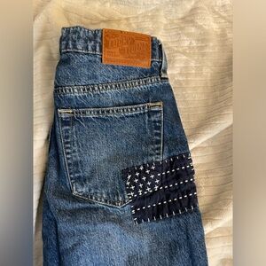 💗COOLEST VINTAGE LUCKY BRAND JEANS RELAXED STRAIGHT BOY MID RISE JEANS PATCHES